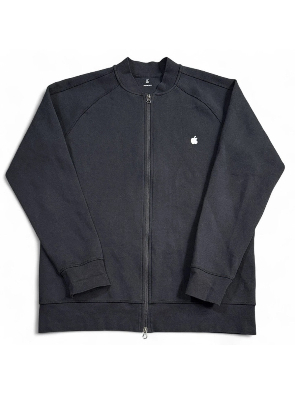 Apple Men's Full-Zip Black Logo Sweater